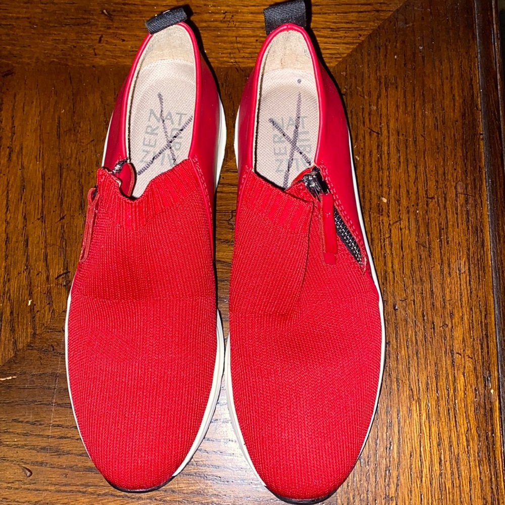 Naturalize Red Flats with fabric and leather 6
